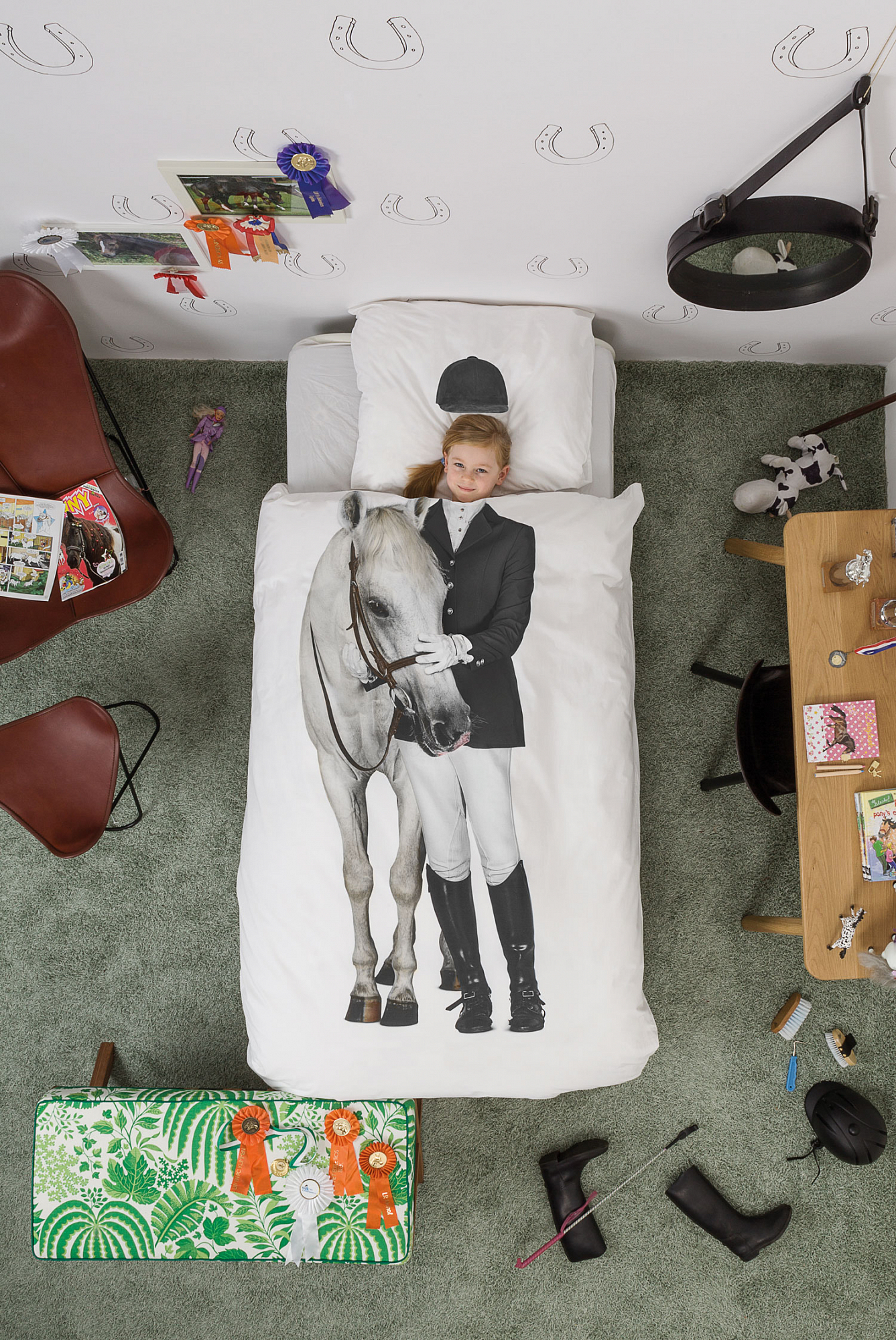 Детское постельное белье односпальное "Жокей" 150х200 см SNURK  335423 Белый;черный;серый  - Вид №3