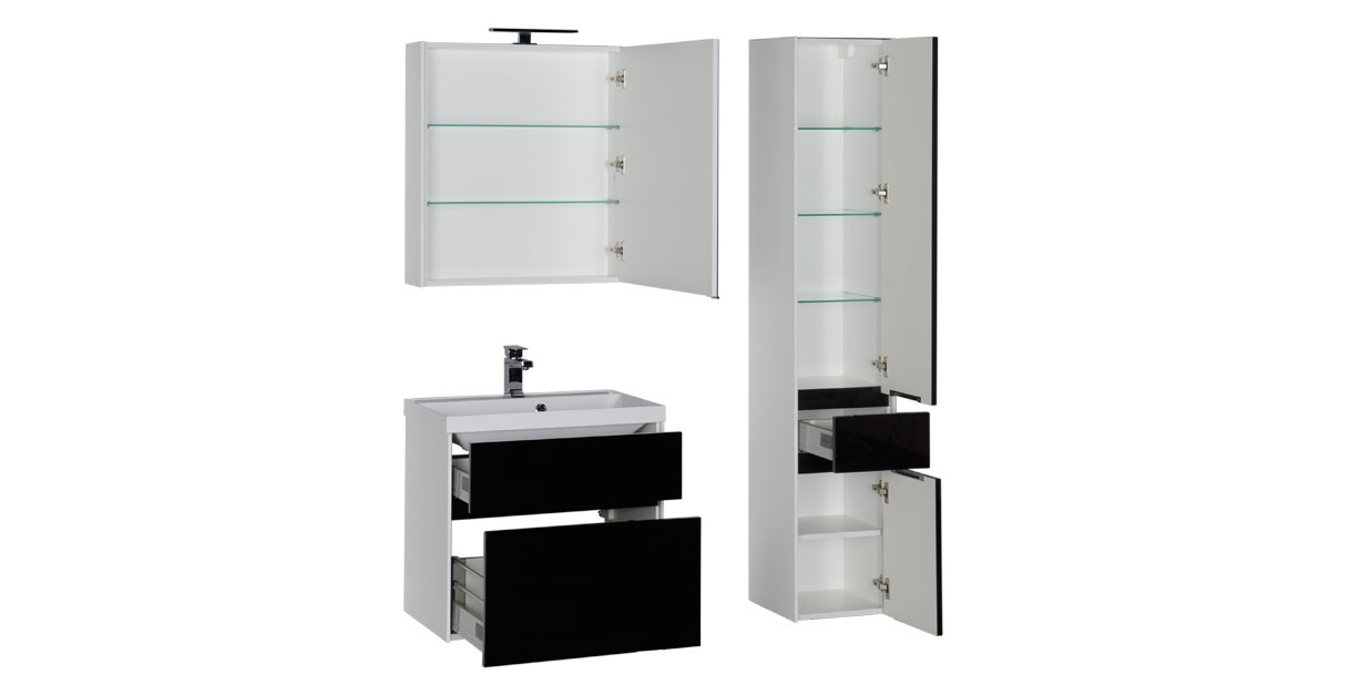 Комплект мебели Aquanet Латина 70 черный (2 ящика) 00181084 - Вид №2