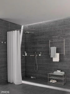 DSB500-1000F Стержень для душевой занавески четверть круга с радиусом дуги 50 см, 100 x 100 см для крепления к потолку PHOS