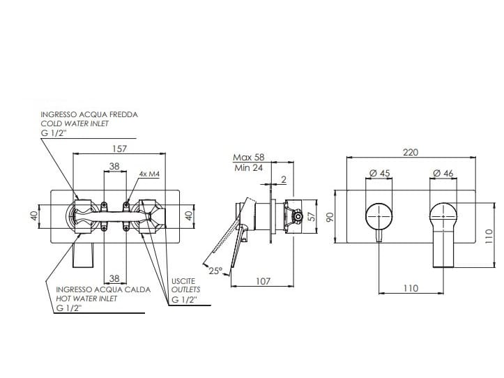 Встраиваемый смеситель для душа с пластиной Remer Rubinetterie Slash &amp ARCH-00076742 - Вид №3