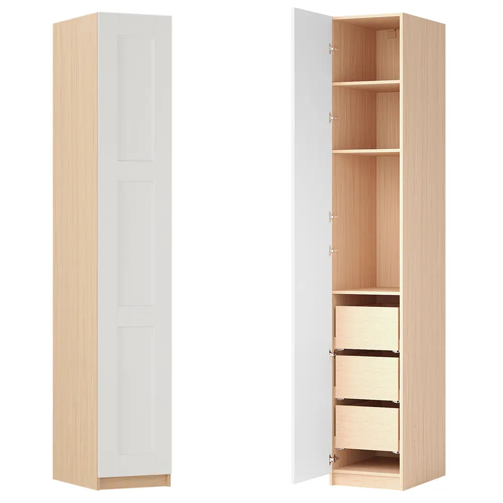 Шкаф распашной Реймс белый с  3 полками и 3 ящиками 40х232,2х54,5 ЛДСП каркас дуб комано Santreyd Лион STLM-2141832 - Вид №2