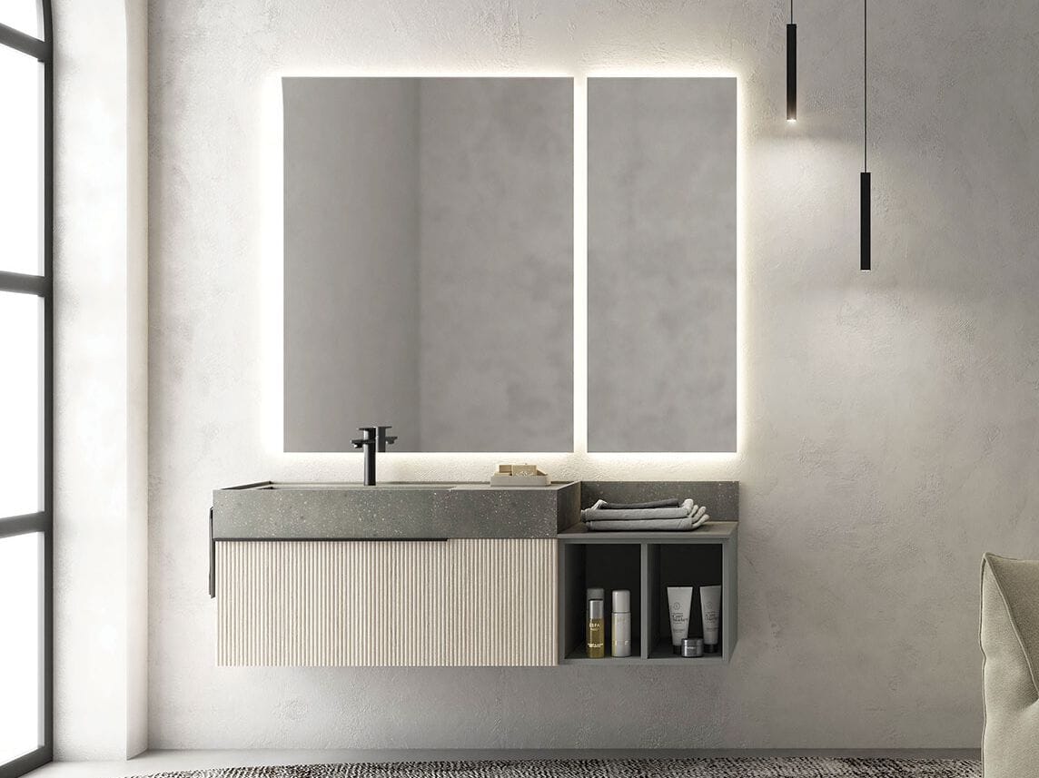 Деревянный одиночный подвесной умывальник с держателем для полотенец LEGNOBAGNO Re-Stretch ARCH-00044678