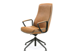 Вращающееся офисное кресло с подлокотниками с высокой спинкой