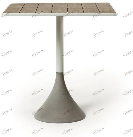 Ethimo Стол с бетонно-алюминиевым основанием и столешницей из тика Concreto sun-id-1466275