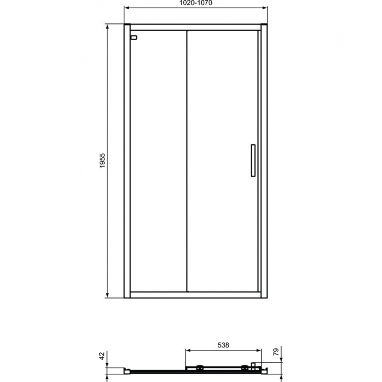 K9274V3 Сдвижная дверь в нишу 105 см Sliding door Ideal Standard CONNECT 2 - Вид №1