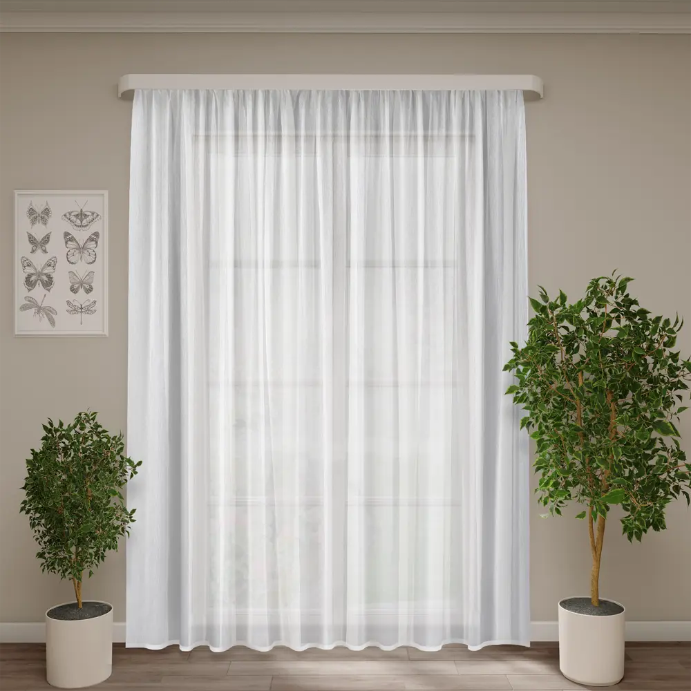 Тюль KREAFORTA Softy — вуаль белая 300×260 см на шторной ленте 89399646 STLM-1572618