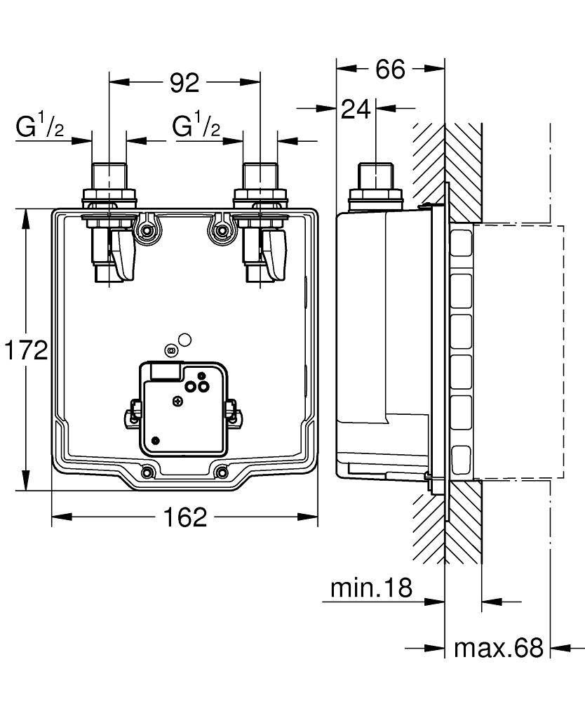 36339000 Монтажный ящик для Grohe хром  - Вид №1