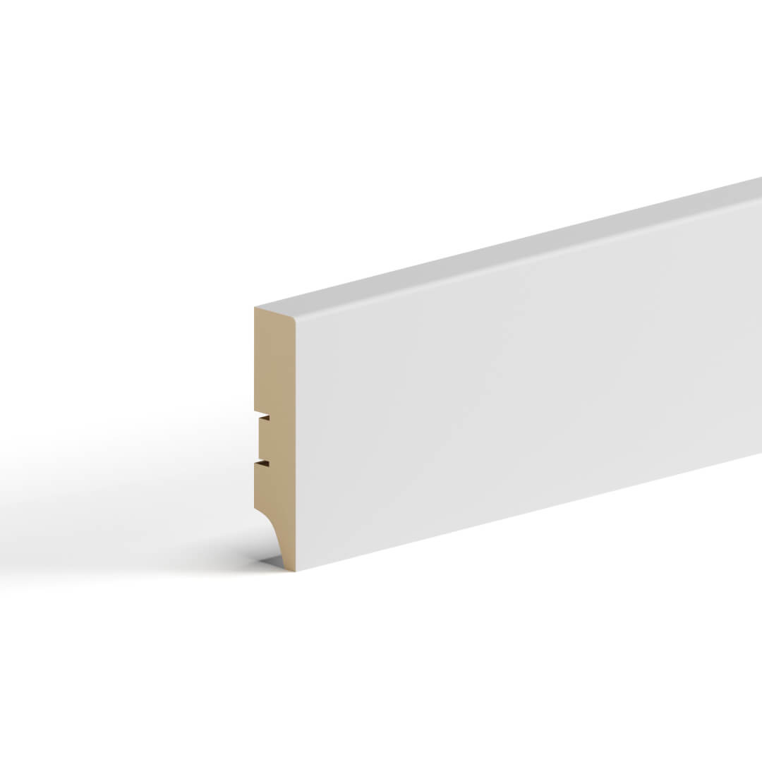 Напольный плинтус МДФ STELLA 80А 2000х80х16 Белый (5шт в упак) Standart STSR-1341