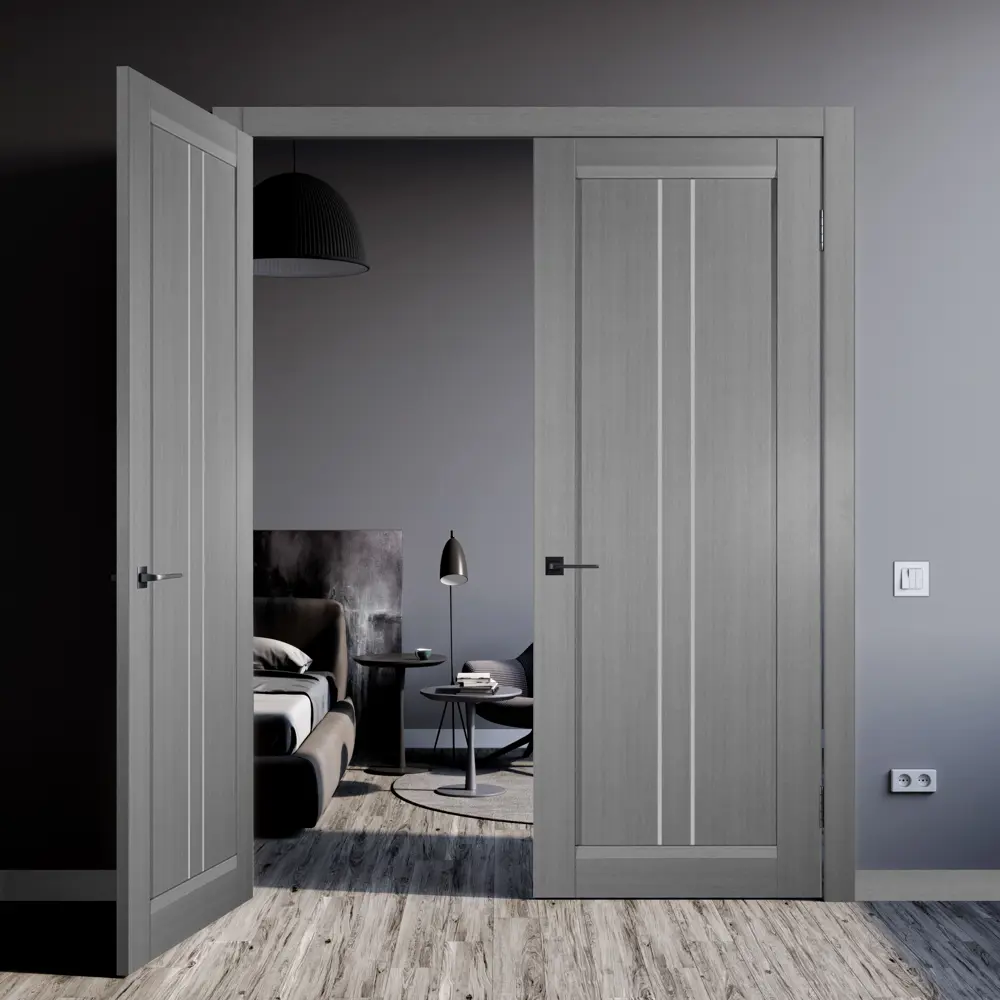 Дверь межкомнатная глухая Челси 80x200 см финиш бумага цвет сильвер с замком BELWOODDOORS STLM-2004811 - Вид №2