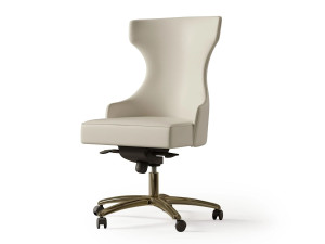 Кожаный поворотный стул с колесами