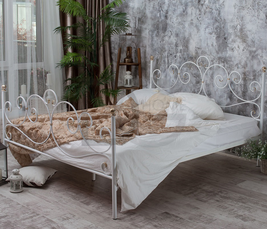 Кованая двуспальная кровать 160х200 с двумя спинками белая "Флоренция" FRANCESCO ROSSI ФЛОРЕНЦИЯ 134676 Белый - Вид №3