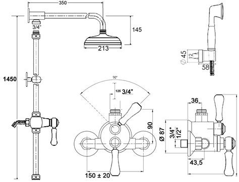 rvb Настенная термостатическая душевая стойка из латуни с душевой лейкой 1935 limoges 1935.--.77 - Вид №2