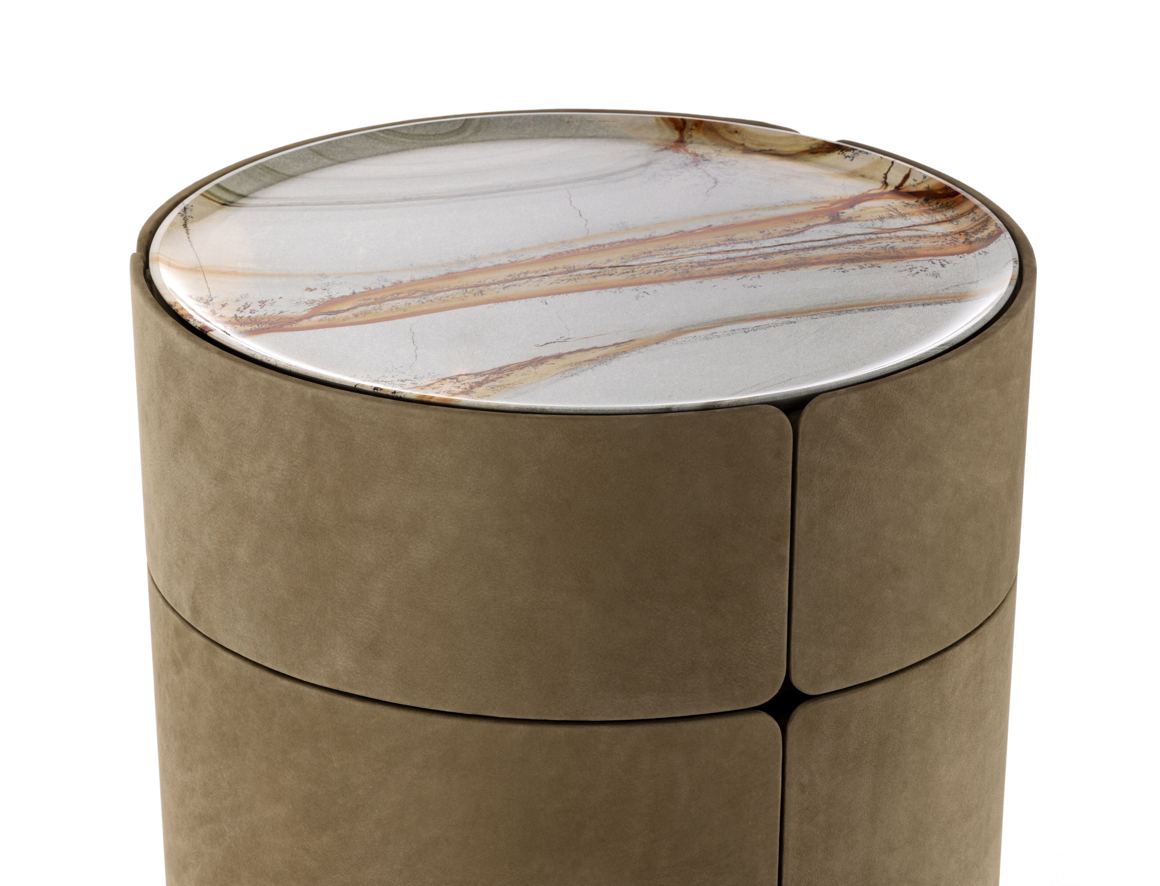 Высокий комод из ясеня с кожаной обивкой Flou Тоши ARCH-00039634 - Вид №4