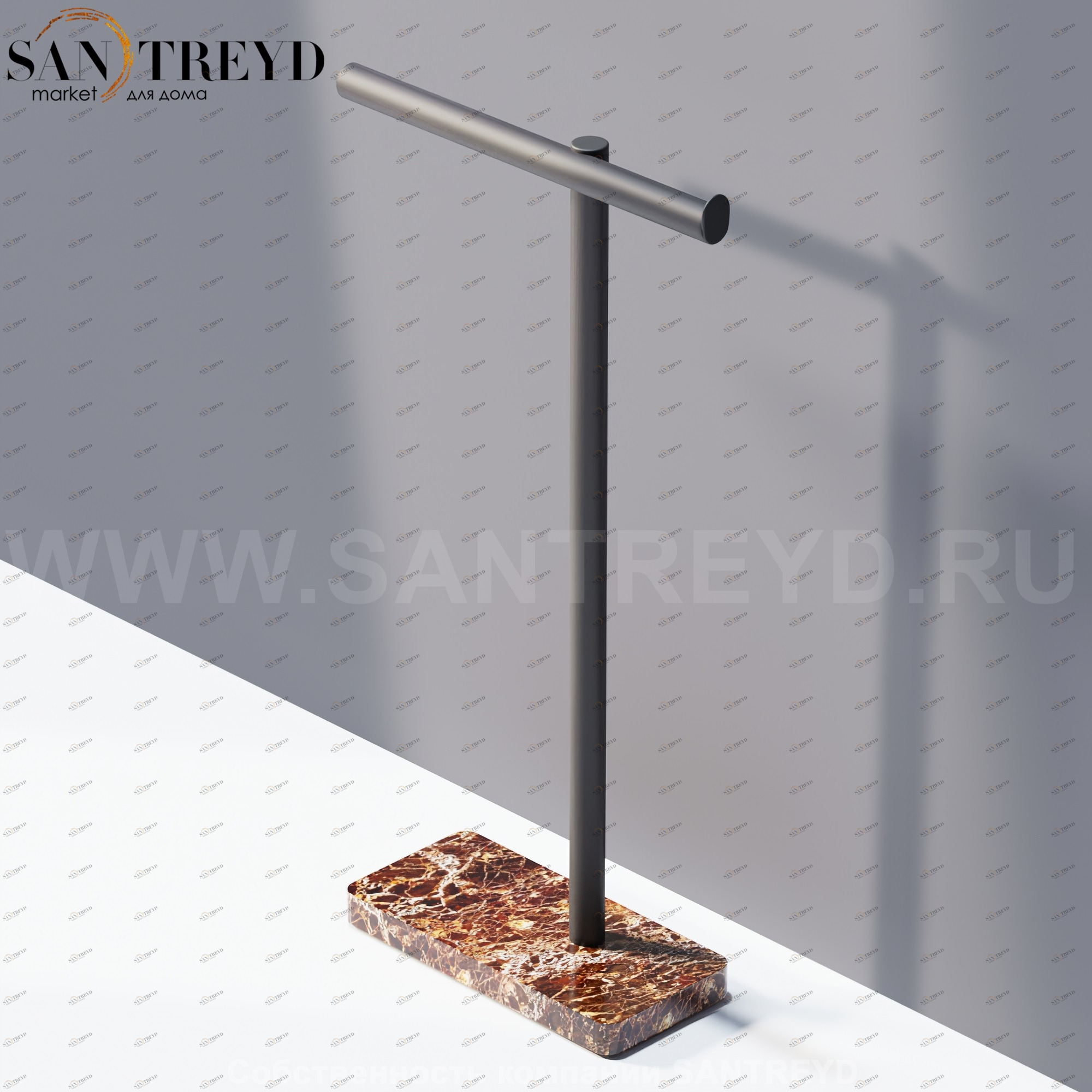 Agape DOT LINE Полотенцедержатель напольный под темный дуб на подставке из коричневого мрамора ADTL0462.RWD ADTL0462RWD