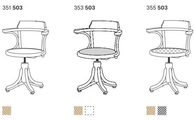 TON Вращающееся кресло из дерева с 4-мя спицами и открытой спинкой sun-id-1504918 - Вид №5