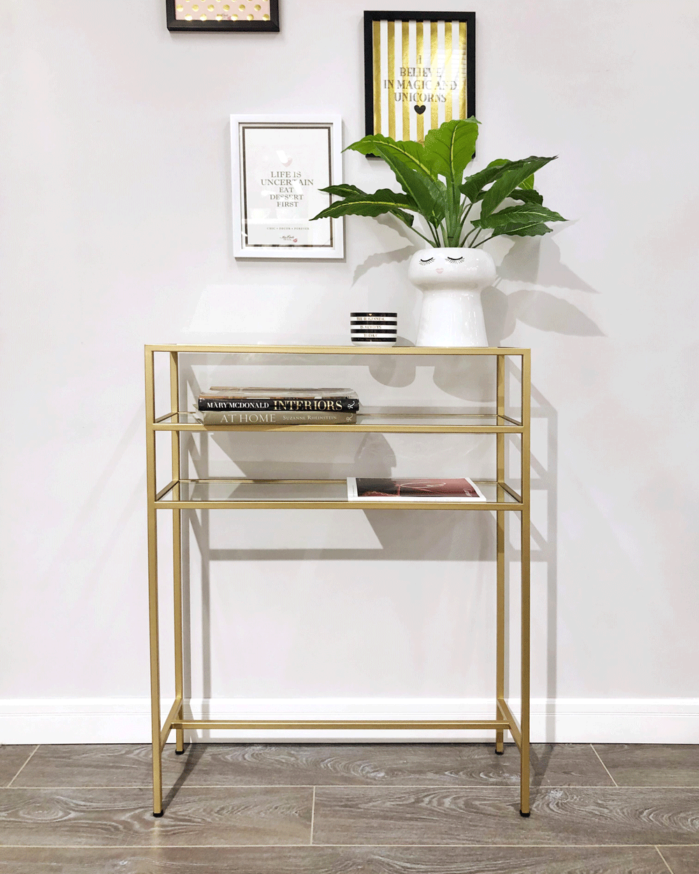 Консоль металлическая золотая со стеклянными полками Галла FOR MISS  263956 Золото;прозрачный  - Вид №1