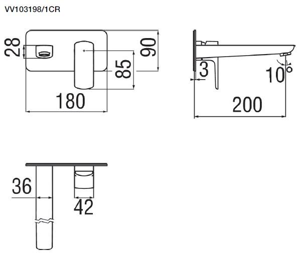 Nobili Rubinetterie Смеситель для раковины настенный с ограничителем потока Acquaviva Vv103198cr - 1cr - Вид №4