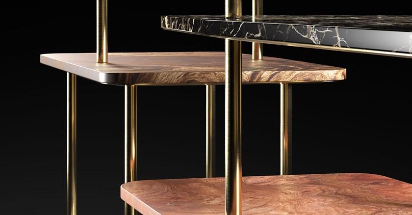 ROSSATO ARREDAMENTI Книжный шкаф с открытыми разделениями из атласной латуни Home sun-id-1424261 - Вид №2