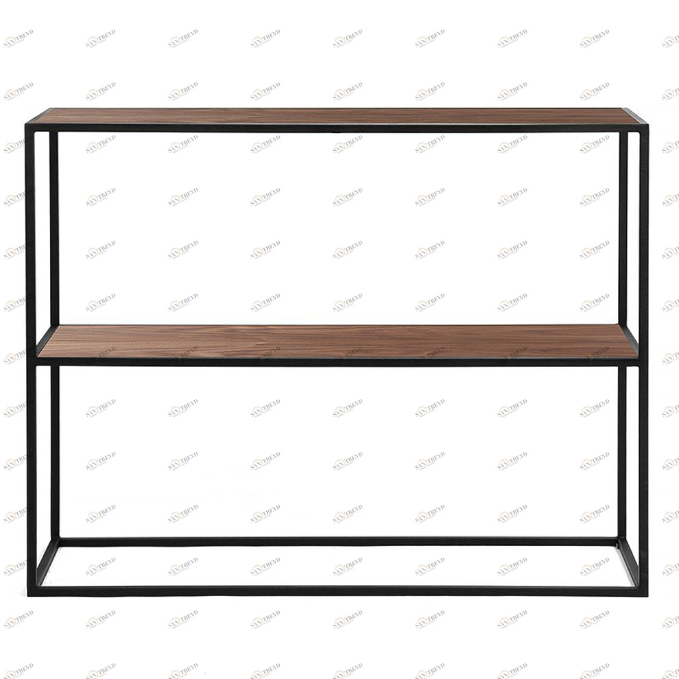 Консоль черная с деревянной столешницей и полкой американский орех Rash INTELLIGENT DESIGN  261011 Черный;орех;коричневый 