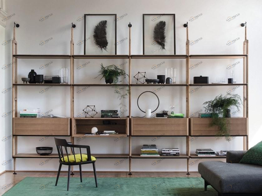 Porada Модульный книжный шкаф ясеня с ящиками Nineteen sun-id-1387246