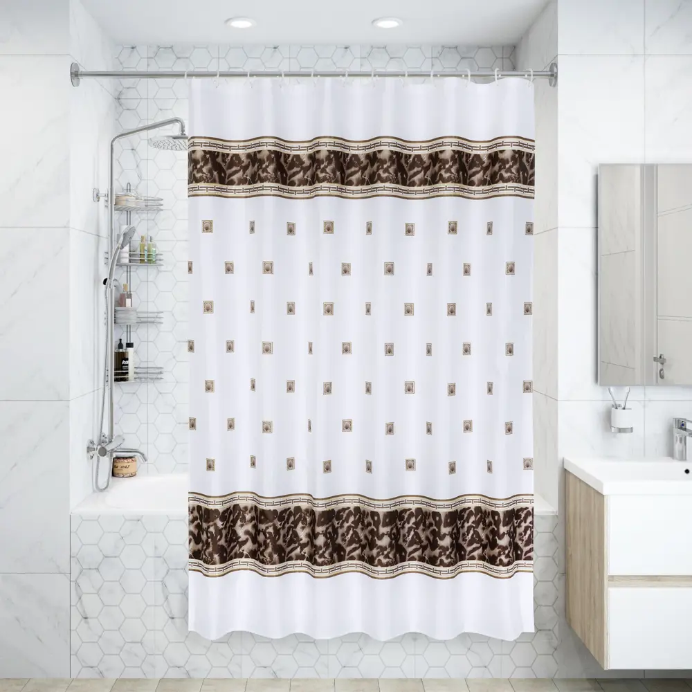 Штора для ванной комнаты «Zumrut» 180х200 см цвет коричневый Santreyd STLM-2126959