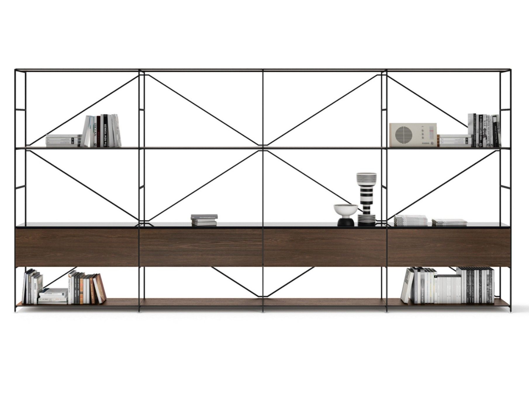 Секционный книжный шкаф из стали и дерева DE PADOVA R. I. G ARCH-00066922