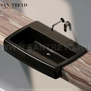 UNA90L.9017 Полувстраиваемая раковина консольная 50 см черная Flaminia Una