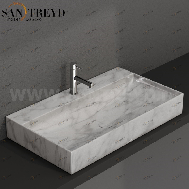 B6R81MC Подвесная раковина настенная прямоугольная Ceramica Globo T-EDGE серая