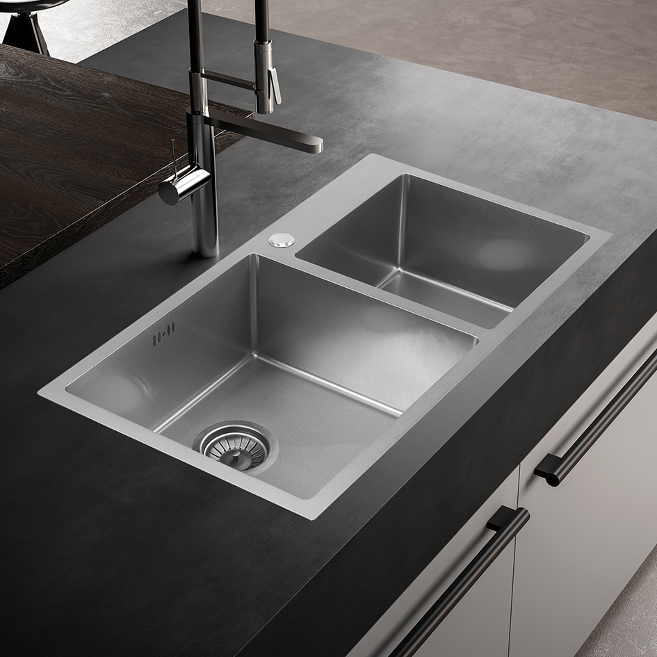 Мойка S8045H MELANA ProfLine 3,0/220 САТИН 2-я чаша, врезная прямоугольная S8045H S8045H сатин - Вид №1