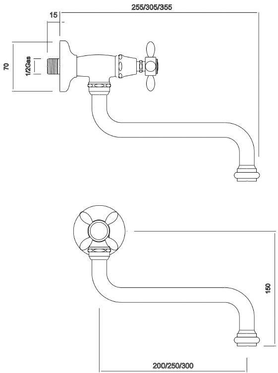 BLEU PROVENCE Смеситель для умывальника настенный на одно отверстие Rubinetti per lavabo Rk02 - Вид №1
