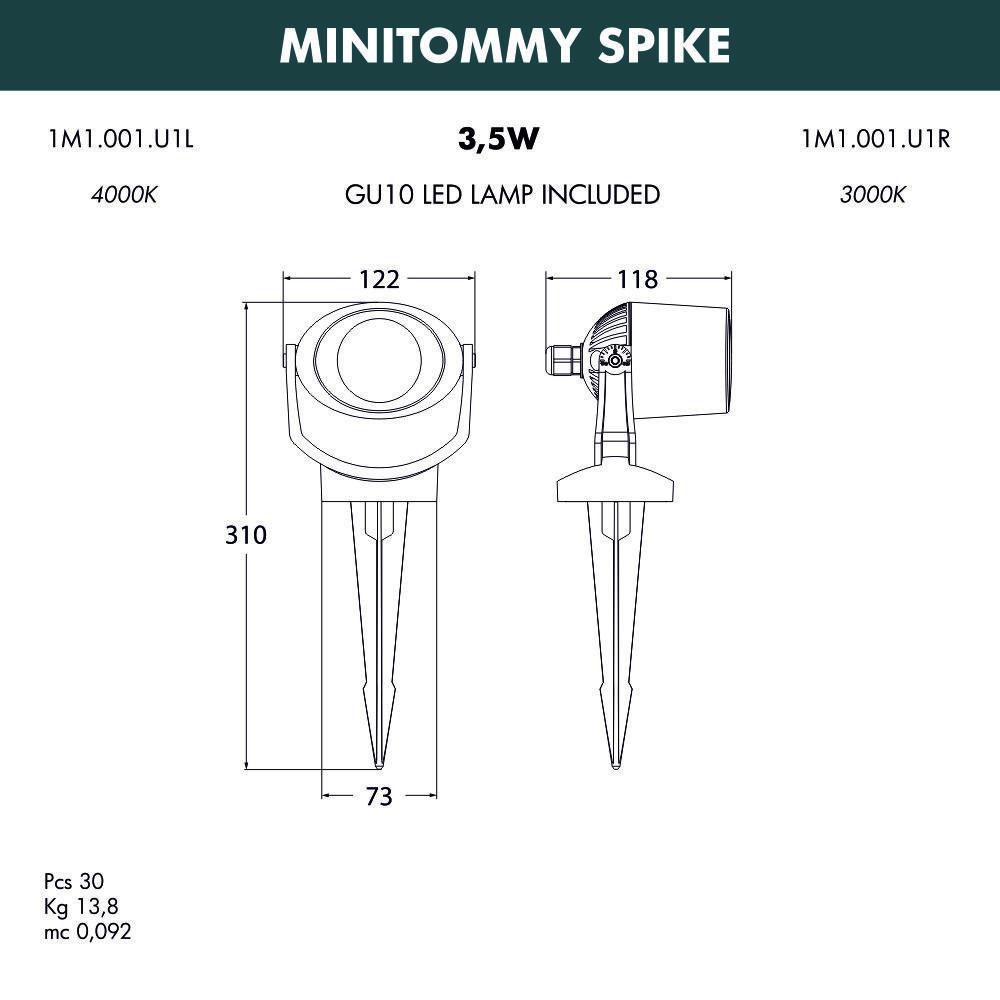Ландшафтный светодиодный светильник Fumagalli Minitommy Spike 1M1.001.000.WXU1L FUMAGALLI MINITOMMY SPIKE 271202 Белый  - Вид №1