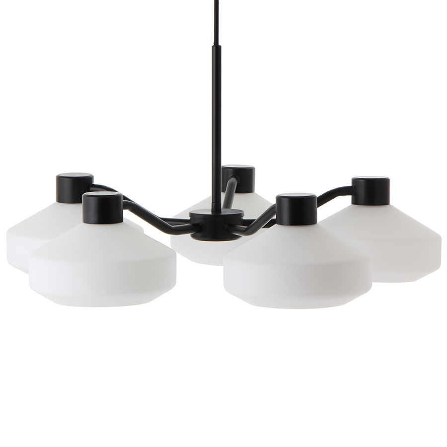 118475 Люстра mayor, 5 плафонов, 59х13 см, белая/черный матовый каркас Frandsen 