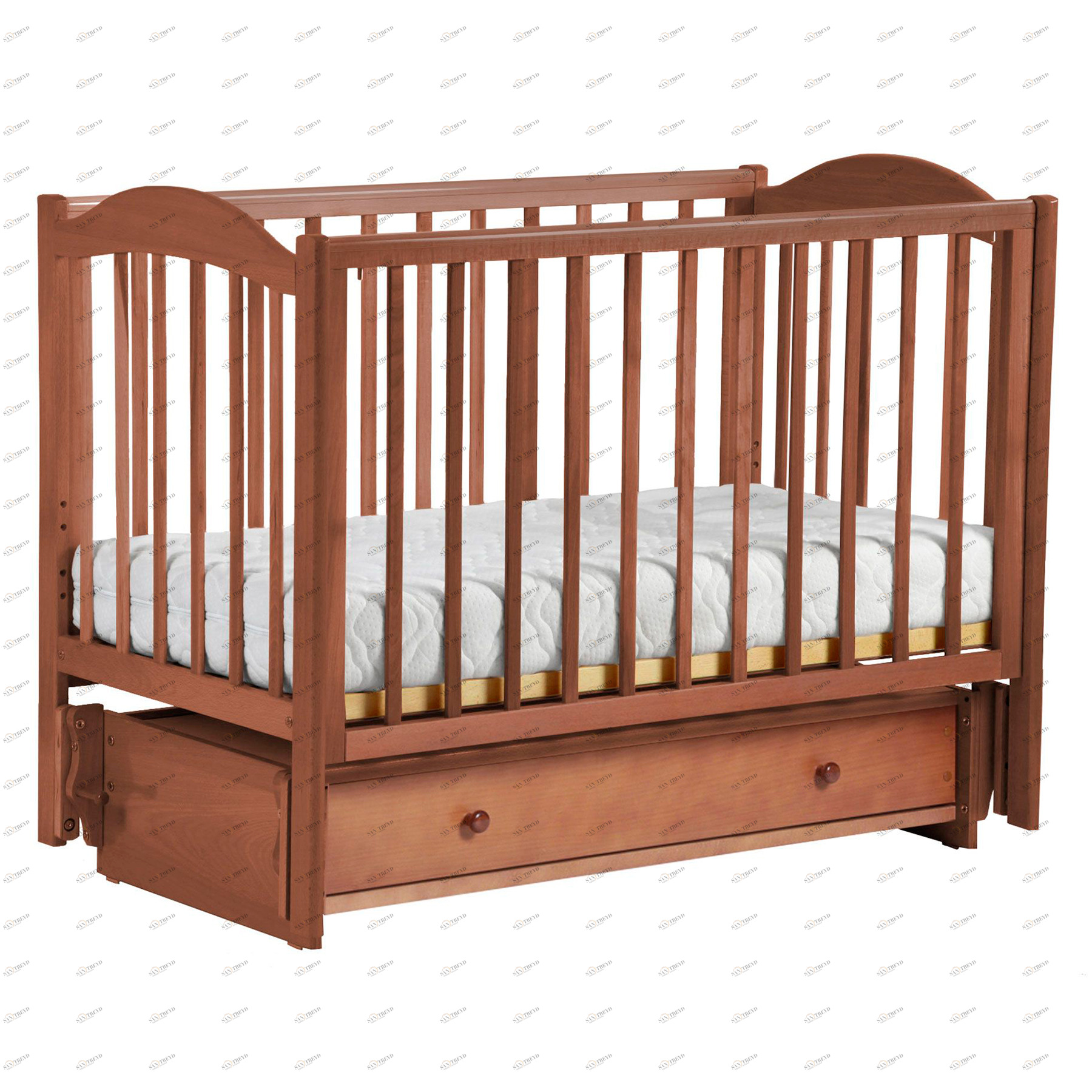 Детская кроватка с универсальным маятником "Кубаночка 2" светлый орех ФАБРИКА ЛЕЛЬ  338400 Коричневый Santreyd 