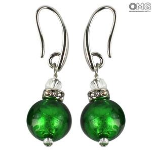 3749 ORIGINALMURANOGLASS Серьги Ирис - зелёные - муранское стекло OMG 4 см