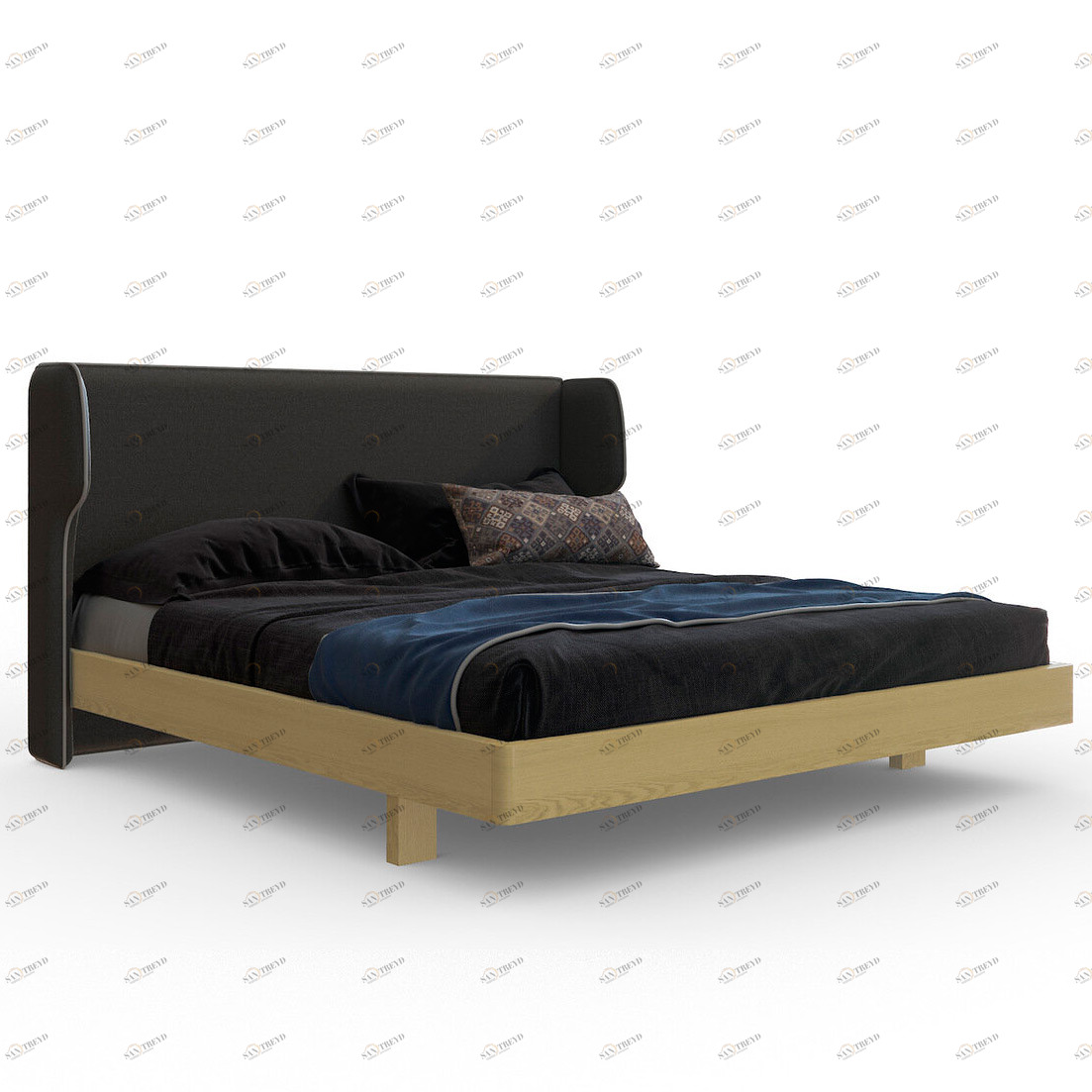Кровать двуспальная с бортиками 180x200 темно-серая Rich BRAGIN DESIGN ДИЗАЙНЕРСКИЕ 256513 Бежевый;серый 