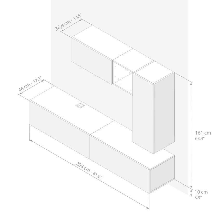 Модульная оборудованная стена установленная стеной в меламинированном Mobili Fiver Easy ARCH-00044646 - Вид №73