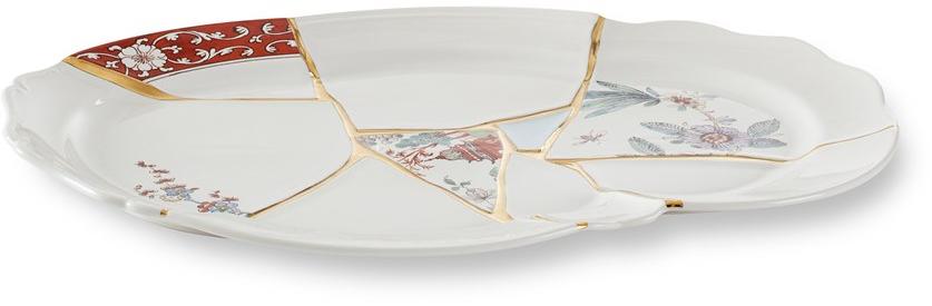 Seletti Сервировочная тарелка из фарфора и золота Kintsugi sun-id-1410313 - Вид №1