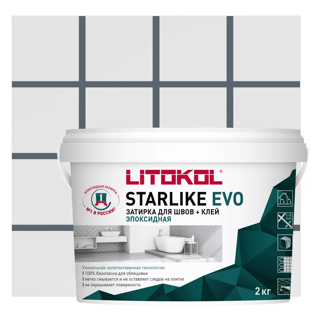 Litokol Starlike Evo - эпоксидная затирка и клей для плитки серый бетон 2 кг 82860193 STLM-0037250