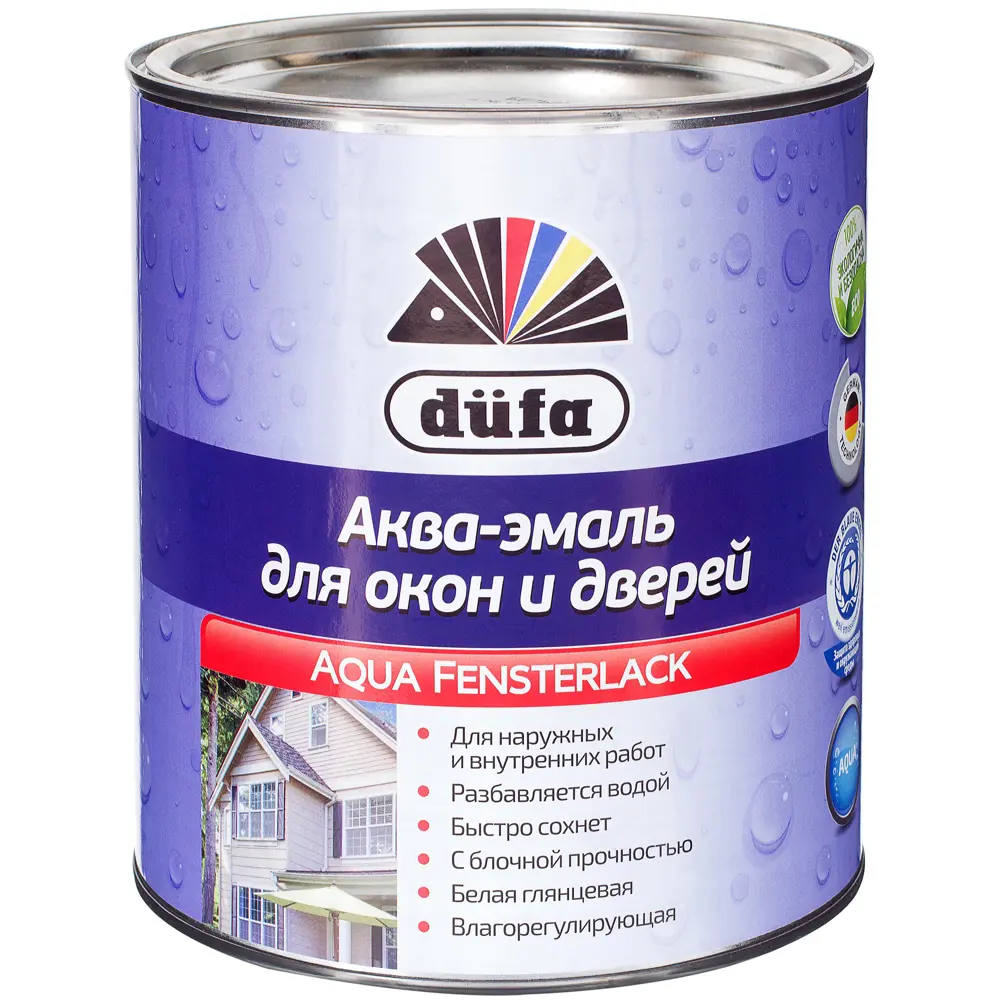 Эмаль для окон Dufa Aqua-Fensterlack цвет белый 2.5 л 10033447 STLM-2176969  - Вид №1