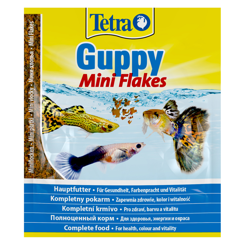 ПР0013986 Корм для рыб Guppy для гуппи,пецилий,меченосцев и живород.пицилиевых,в хлоп. 12г(пакетик) TETRA 