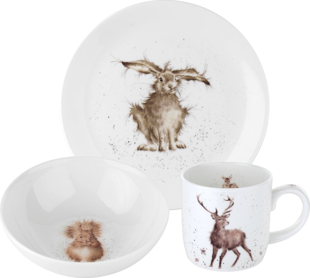10581615 Royal Worcester Набор для завтрака Royal Worcester "Забавная фауна" (тарелка 20см, салатник 15см, чашка 310мл) Фарфор костяной 