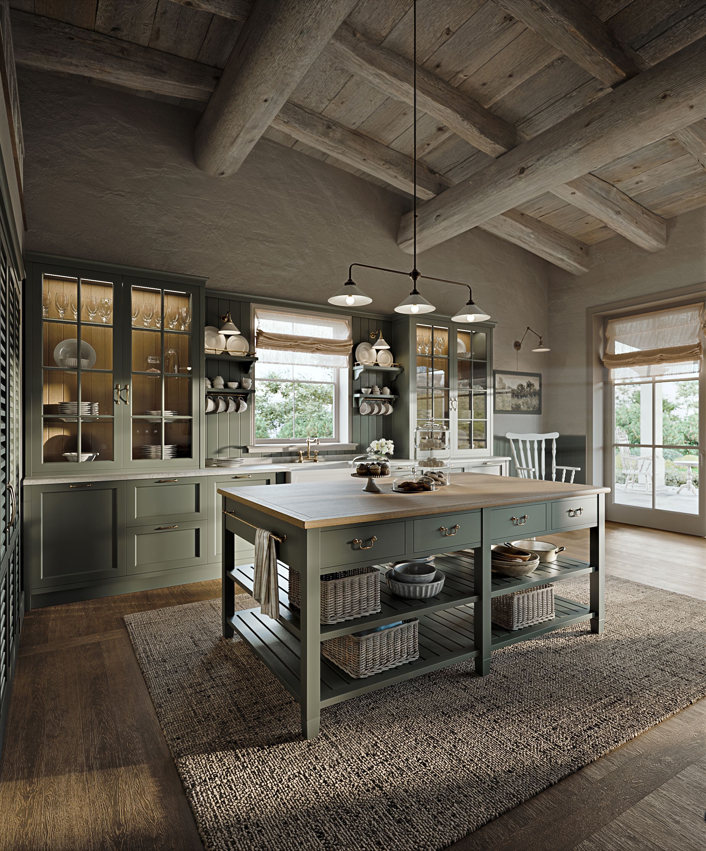 Лакированная деревянная кухня с ручками Marchi Cucine коттедж ARCH-00066962 - Вид №5