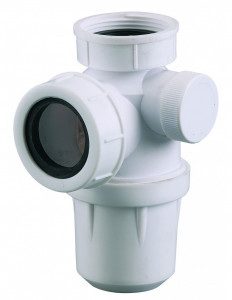 750000 001 05  Сифон для мойки с заглушкой для стиральной машины, выход Д. 40 мм, пластик Valentin Белый