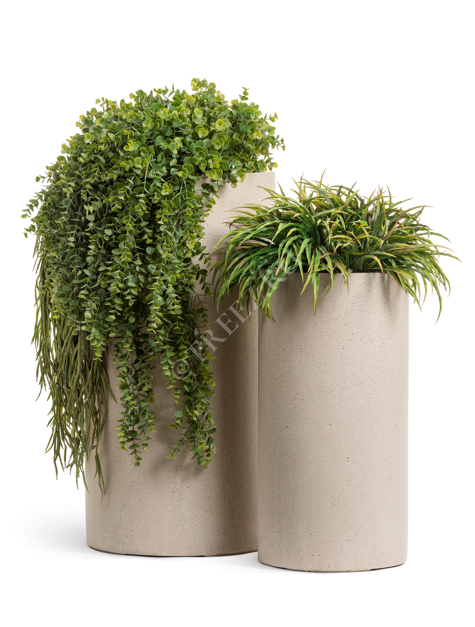 41.3320-02-029-BE-60 Кашпо  Effectory - серия Beton - Высокий цилиндр - Белый песок Цветочная коллекция  - Вид №4