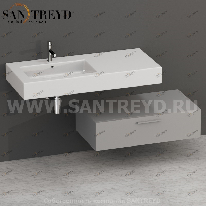 S09024NO2 Тумба с 1 ящиком 90 см серая Globo ARREDO WOOD Италия Ceramica Globo