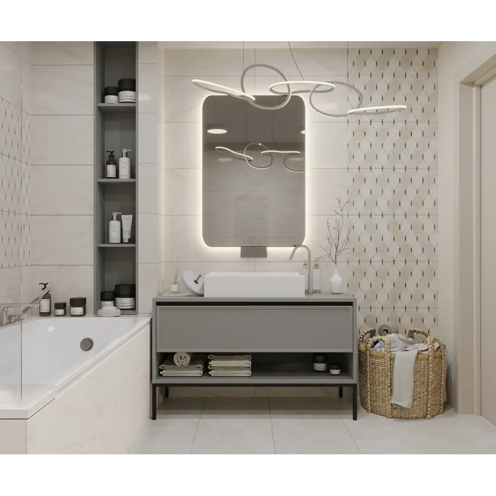 Настенная плитка Azori Astra в стиле кремового мрамора 31.5×63 см 87112449 STLM-0073397 - Вид №7