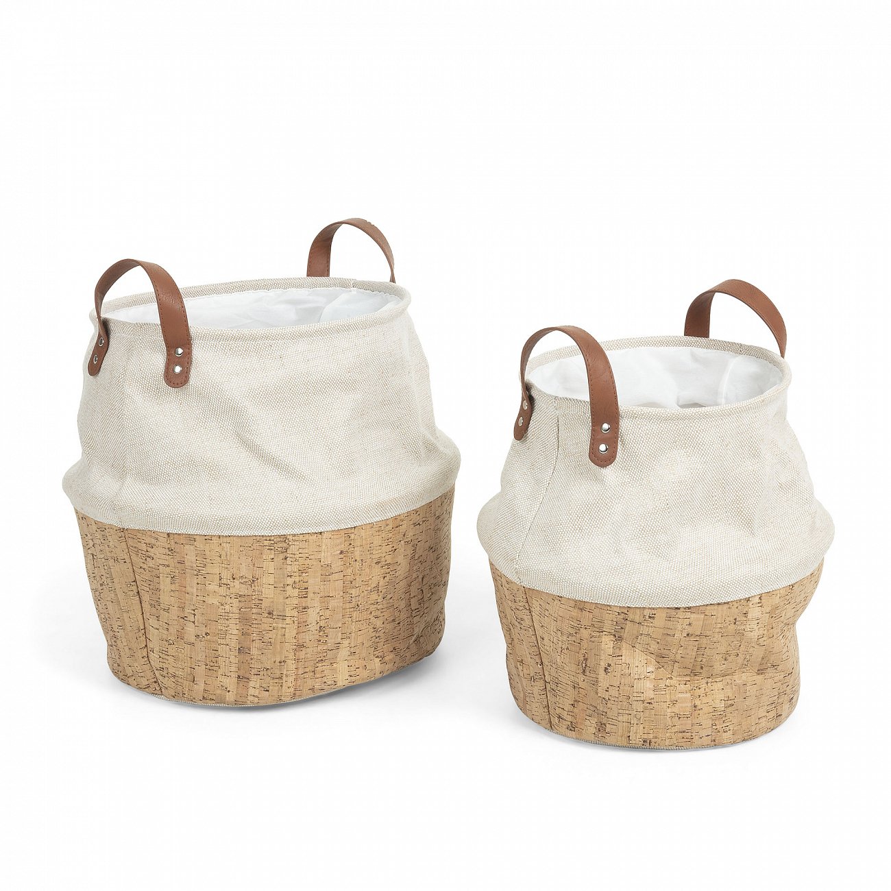 Корзина с ручками ткань, пробка Kalyn от La Forma, 2 штуки LA FORMA KALYN 00-3865000 Бежевый;белый  - Вид №1