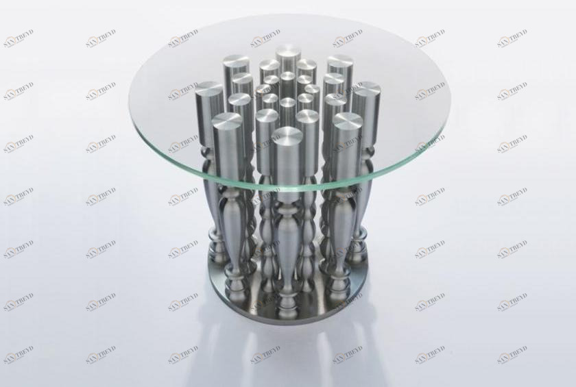 I + I Круглый журнальный столик с алюминиевым основанием и стеклянной столешницей sun-id-1421903