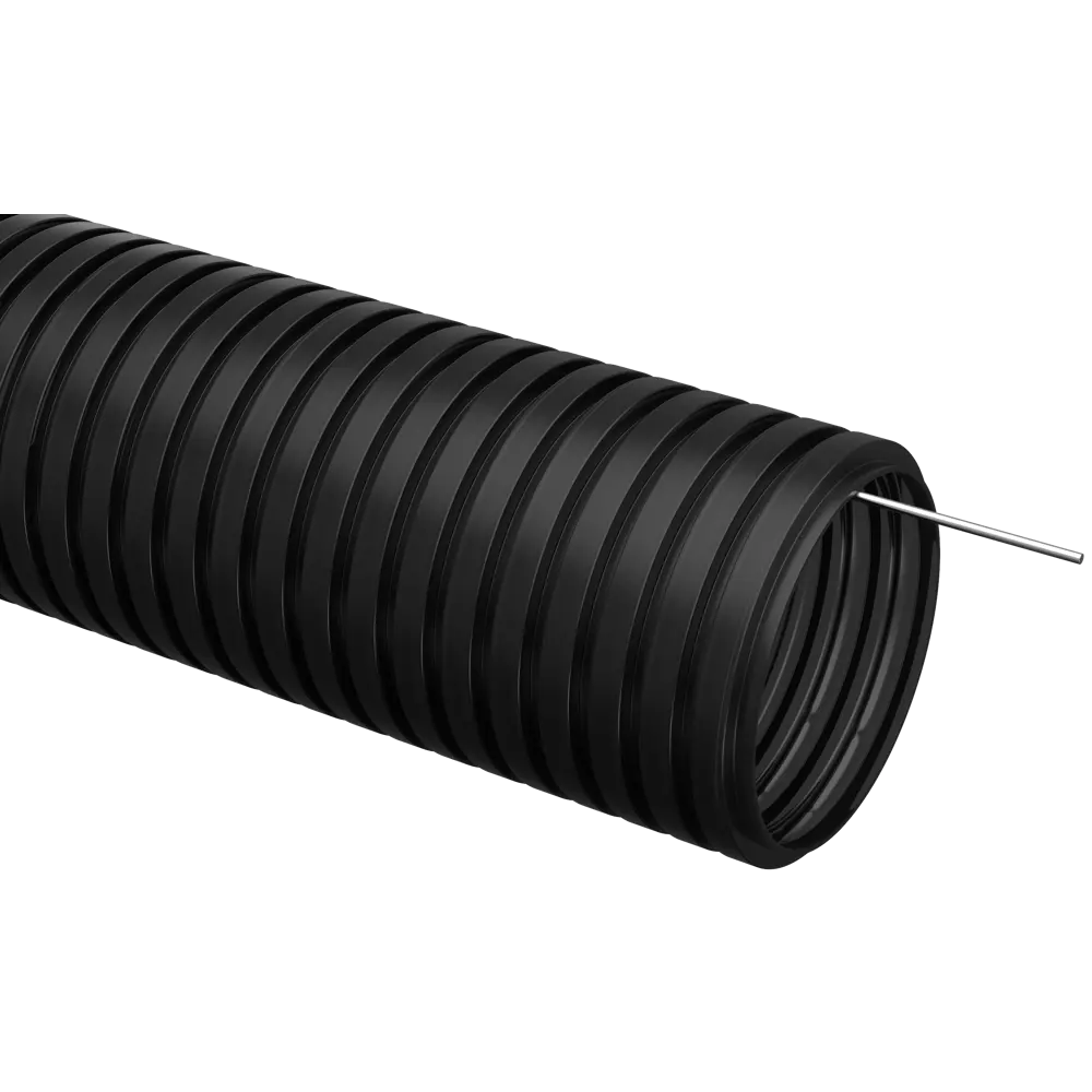 Труба гофрированная IEK D16 мм 50 м ПНД легкая с протяжкой цвет черный STLM-2097501