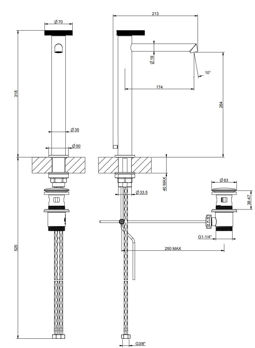 Смеситель для раковины из хромированной латуни Gessi кольцо ARCH-00052960 - Вид №3